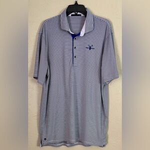 Greyson Saranac Mens Feeder Stripe Golf Polo Shirt XL Blue Purple